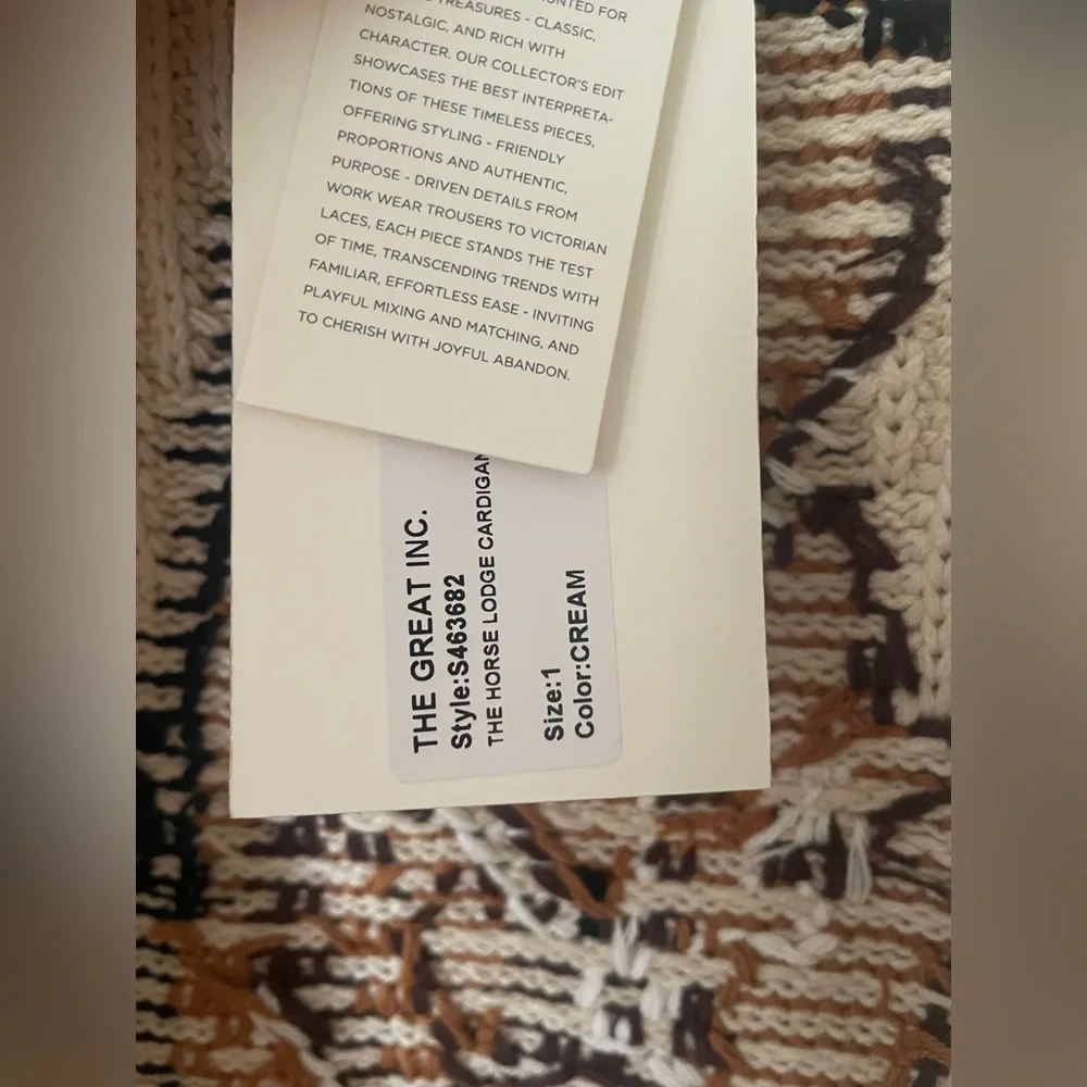 The Great. The Horse Lodge Cardigan in Cream • NWT - Picture 7 of 10